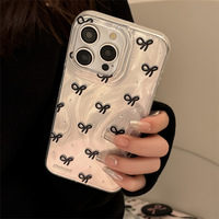 Mignon esthétique argent Laser ruban nœud papillon paillettes Bling couverture rigide étui de protection antichoc pour iPhone 15 16 Pro femmes filles