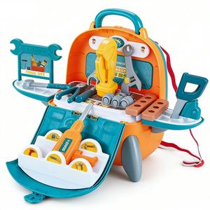 Creative <b>Builder</b> Tool Set Wooden Workbench Toolbox Engineer Toy Drill Construction Pretend Play Learning Development Toy - Product Image 1