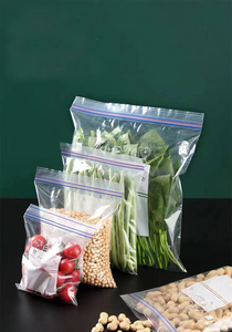 Bolsa resellable de fábrica con cierre zip para almacenamiento de alimentos, bolsa con doble cierre para congelador con logo personalizado. - Product Image 6