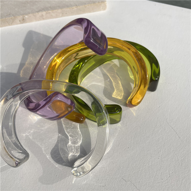 Colored Thin Acrylic Bracelet Simplified Geometry C Transparent Resin Bracelet Bangle