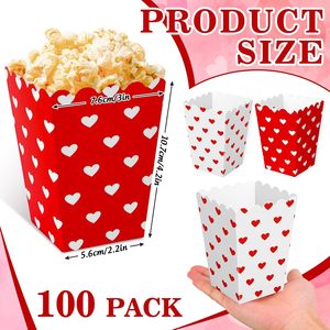 Cajas de Palomitas de Maíz para el <span class=keywords><strong>Día</strong></span> de San Valentín de 16 oz, Contenedor de Cartón para Palomitas de Maíz, Cajas Rojas y Blancas con Forma de Corazón para Regalos, Dulces y Golosinas para Bodas - Product Image 2