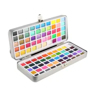 90 100colors Gouache Paint with Brush Water Color Paint Set with Metal Box Pigment Art for Drawing Begainner Artist Students