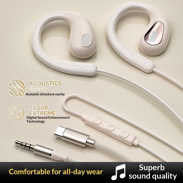 New Wired in Ear Earphones Built in Microphone Volume Adjust Heavy Bass Gaming Sports Headset for Smartphone Daily Calls