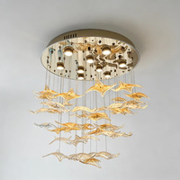 Lustre en cristal décoratif personnalisé pour hall d'hôtel, villa, art en verre, feuille d'érable, coloré, luxueux, projet de luminaire suspendu