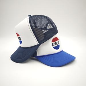 Casquette de camionneur personnalisée pour adultes, 5 panneaux, couleurs contrastées, maille unie, bicolore, avec logo brodé - Product Image 4