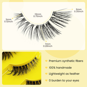 Faux <span class=keywords><strong>cils</strong></span> synthétiques faits à la main, demi-<span class=keywords><strong>cils</strong></span>, bande transparente invisible, effet œil de chat, courts, naturels, demi-longueur, pour les coins des yeux - Product Image 3