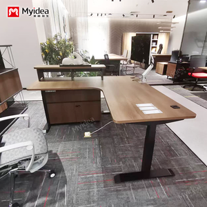 L şekilli elektrikli kaldırma tablası hareketli alt dolap depolama alanı, kablo toplama sistemi ile ana masa, ofis masası - Product Image 4