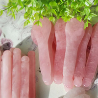 Cuillère Gua Sha Rouleau de Jade Quartz Rose Pierre de Cristal Naturel Masseur Facial Outil de Beauté pour Soins de la Peau Thérapie par le Cristal Blanchiment