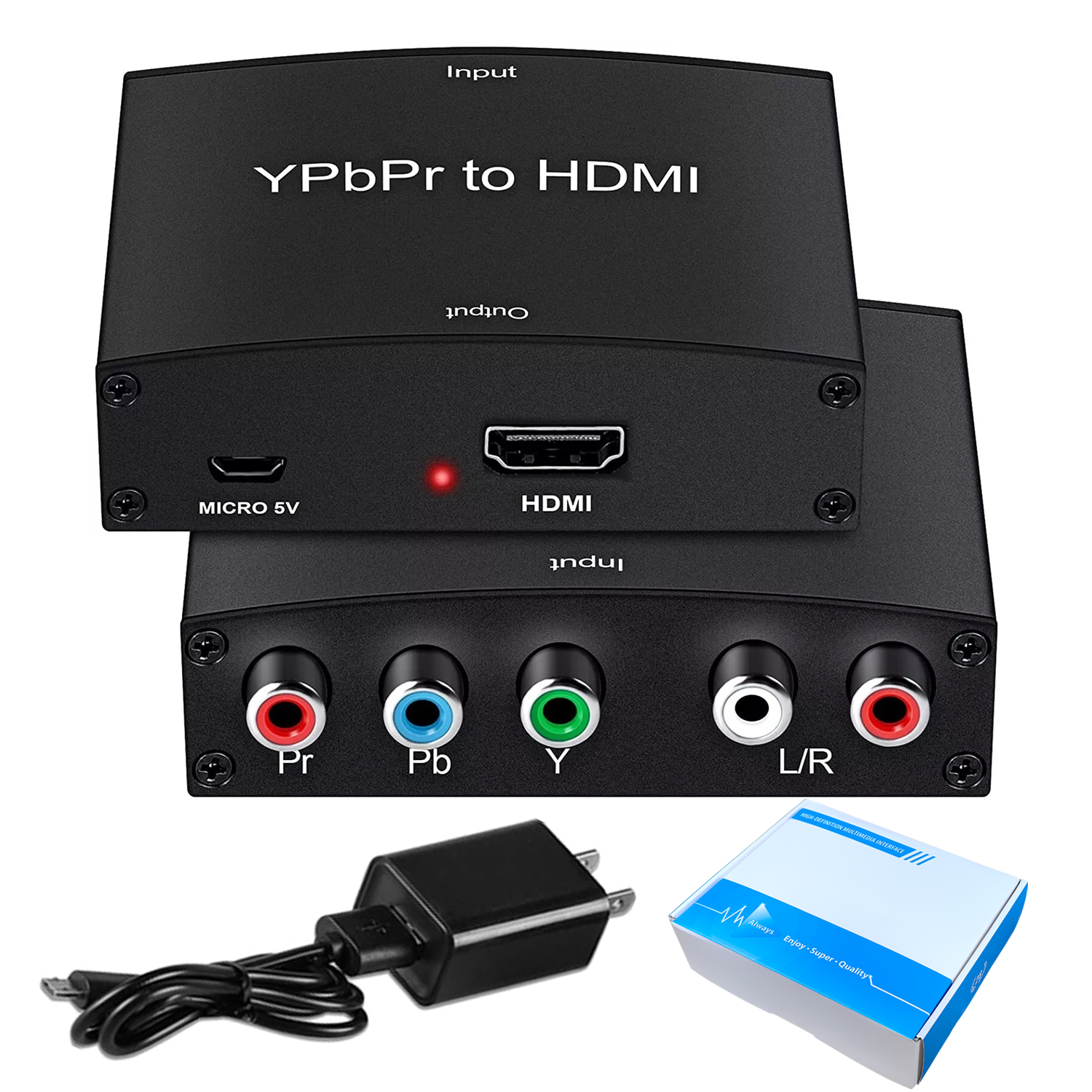 Justlink5RCAコンポーネントYPbPrからHDMIへのコンバーターPbPr