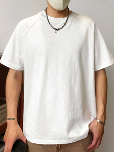 T-shirt da Uomo di Alta Qualità, Stile Americano Streetwear, Stampa Oversize, Spalle Cadenti, <span class=keywords><strong>in</strong></span> Cotone Slub - Product Image 4