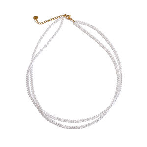 Jinyoue 2641 <span class=keywords><strong>perle</strong></span> artificiali fatte a mano a doppio strato accatastamento collana da <span class=keywords><strong>donna</strong></span> in acciaio inossidabile elegante gioielli di alta qualità - Product Image 1