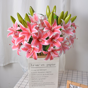 ดอกลิลลี่ประดิษฐ์ 3 หัว ทำจาก PVC นุ่ม กันน้ำ ตกแต่งบ้าน งานแต่งงาน - Product Image 3