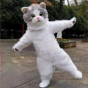 Dễ thương Mèo Trắng phim hoạt hình búp bê trang phục Husky chó người đàn ông đi bộ hiệu suất người lớn cosplay quần áo mèo động vật Linh Vật Trang phục - Product Image 4