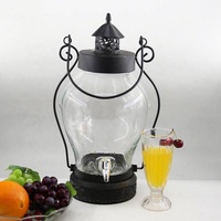 Preço de fábrica de Bebidas Dispensador de 6l Recipiente De Vidro Gelado Garrafão de Vidro Transparente Com Torneira