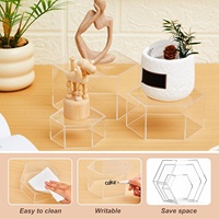 Supports de présentation hexagonaux empilables et emboîtables en acrylique écologique pour bijoux, bougies et décorations