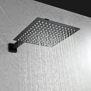 Douche contemporaine de luxe en or brossé Ensemble de douche mural à effet pluie pour salle de bain Système de douche chaud et froid à 3 voies