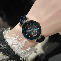 Jam tangan wanita dengan gerakan kuarsa, produsen jam tangan wanita Korea grosir satu generasi baru jam tangan sederhana dengan tali berhiaskan rhinestones.