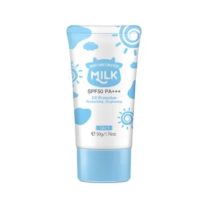 50g de soins de la peau de marque privée LAIKOU SPF 50 + crème solaire éclaircissante extrait de lait crème solaire pour le visage