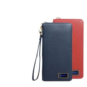 Factory Direct Sale Vintage <b>Long</b> Smart Leather <b>Wallet</b> Wireless Charger Power Bank LED Light Logo Cover Closure Unisex - Product Image 3