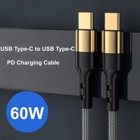 Cable de Carga Rápida PD de 60 W 3 A USB C a USB C, Cable de Datos Trenzado Tipo C de 1.2 M para iPhone, Huawei, Xiaomi, Samsung