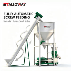 Unité de fabrication de granulés à alimentation automatique par vis, machine de production de granulés de biomasse tout-<span class=keywords><strong>en</strong></span>-un, aucun équipement d'alimentation supplémentaire nécessaire - Product Image 1