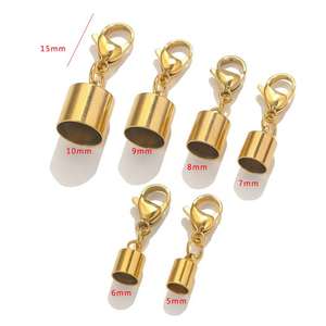 مصنع الصين بالجملة الفولاذ المقاوم للصدأ والمجوهرات والاكسسوارات الأزياء جراد البحر المشابك مجموعة قبعات نهاية للقلادة سلسلة الحبل الجلد - Product Image 6