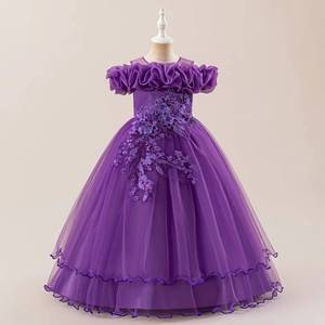 Robe de princesse bouffante vintage à sequins et fleurs, asymétrique, pour filles, idéale pour les fêtes d'anniversaire et les spectacles sur scène - Product Image 5