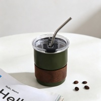 Mug à café personnalisé de 300 ml, tasse à lait en porcelaine avec impression laser, couvercle et paille, réutilisable pour usage quotidien, idéal comme cadeau