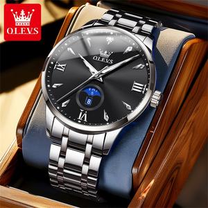 Reloj Deportivo Luminiscente Impermeable con Logotipo Personalizado Olevs 3646, Reloj de Cuarzo Multifuncional con Fase Lunar y Calendario Rectangular para Hombre - Product Image 3