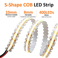 Bande lumineuse LED COB flexible en forme de S, zigzag, autocollante, néon en cuivre, IP20, pour la décoration paysagère