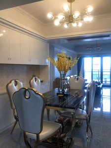 Mỹ Hiện Đại 6-8 Người Bàn Ăn Ghế Đặt Bằng Đá Cẩm Thạch Màu Đen Top Với Đồng Vàng Thép Không Gỉ Cho Đồ Nội Thất Nhà - Product Image 4