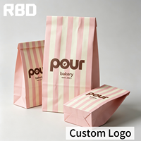 Sacs en papier kraft à fond carré, personnalisables, écologiques, résistants à la graisse, marron et blanc, jetables pour boulangerie - Emballage pour sucre et gelée