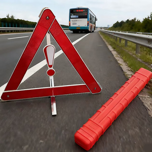 Triángulo de Advertencia Rojo de ABS Reflectante, Herramienta de Emergencia para Bloqueos de Carreteras y Averías de Automóviles - Product Image 3