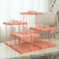 Gâteau Transparent Transparent Grande Boîte En Plastique De Mariage Personnalisé En Gros De Luxe Anniversaire pour Pop Invité Boîtes À Gâteaux Personnalisables