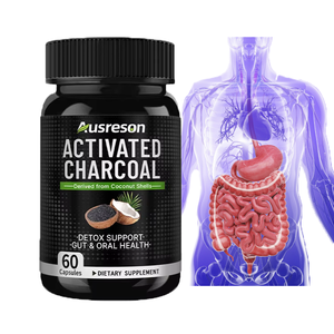 Ausreson Comprimés de Charbon Actif Naturel <span class=keywords><strong>Détox</strong></span> Minceur Marque Privée Soutien Nettoyage Intestinal et du Côlon Végétalien - Product Image 1