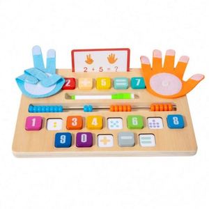 Tablero de Madera Educativo 2 en 1 de Doble Cara para Niños: Conteo con los Dedos y Bloques de Trazado de Números - Product Image 1