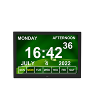 VESA jam Alarm Digital Digital, jam kalender dinding tampilan tulisan besar dapat diredupkan otomatis 7 8 10 12 13 14 15 inci