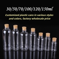 10ml 20ml 30ml 40ml 50ml 70ml 150ml Mini Wishing Tube Bouteille Petite Bouteille En Plastique Flacon Conteneur Bouteille Avec Bouchons En Liège