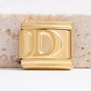 Accesorios de Moda para Pulseras: Dijes de Letras Convexas de Acero Inoxidable Bañado en Oro, para Pulseras de Charms Italianos DIY - Product Image 5
