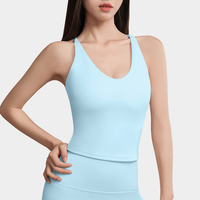 Soutien-gorge de sport sexy, ensemble de yoga, soutien-gorge de yoga dos croisé couleur chair et doux pour la peau, ensemble de fitness, haut à séchage rapide