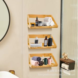 Wooden <b>Wall</b> <b>Mounted</b> <b>Shelf</b> Rectangle Durable Storage Rack For Bathroom Toiletries - Product Image 3
