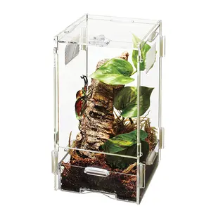 Acryl Reptiel Voerbox Clear Crystal Fokken Doos Acryl Terrarium Voor Huisdier Insect Krekels Slakken Hermit Krabben Hagedis