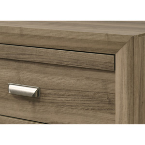 Contemporary Two <b>Drawer</b> Nightstand Wooden <b>Storage</b> Light Brown Warm Wood Finish Bedroom Furniture - Product Image 3