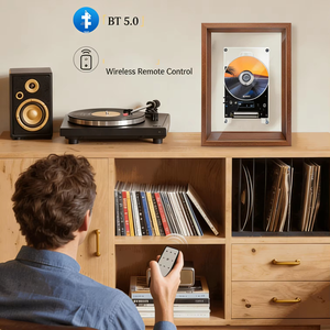 Lecteur CD mural personnalisé en usine avec couvercle en acrylique transparent, haut-parleur audio BT sans fil, décoration intérieure rétro industrielle, cadeau - Product Image 1