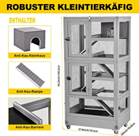 Großer Moderner Holzkäfig für Frettchen, Hamster und Nagetiere mit Treppe und Umweltfreundlichem Design, Kartonverpackt für Innen- und Außenbereich