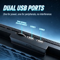 Support de refroidissement pour ordinateur portable avec 6 ventilateurs, double ports USB, réglage de la hauteur sur 5 niveaux, roue de réglage de la vitesse du ventilateur, refroidisseur pour ordinateur portable pour le jeu et le bureau