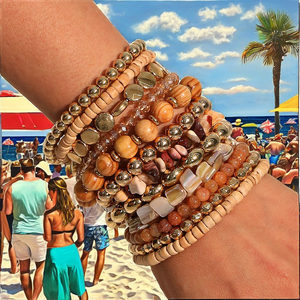 <b>Fashion</b> Hot Selling Gold Plated Boho Beads Unisex 12 Pieces Set Party <b>Bracelet</b> Set Handmade <b>String</b> Wood Woven - Product Image 2