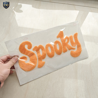 Patchs d'Halloween effrayants personnalisés en gros, grandes lettres en chenille, broderies moelleuses, transferts DTF thermocollants pour vêtements