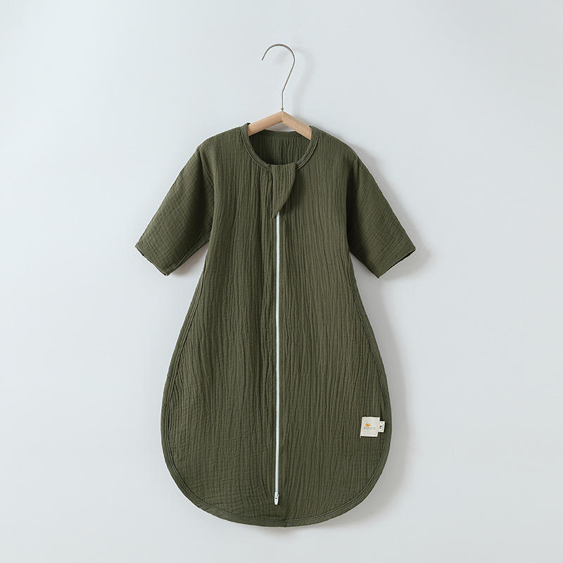 Vêtement de poche à manches longues en gaze marron vert 878