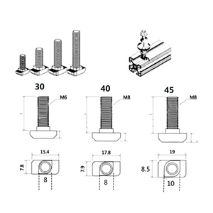 <strong>T</strong> <strong>Bolt</strong> Stainless Steel A2/A4 Material Plain Finish M8-48 Din186 - Product Image 6